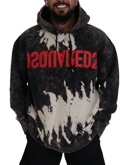  - Gray Wash Hooded Printed Men Pullover Sweater