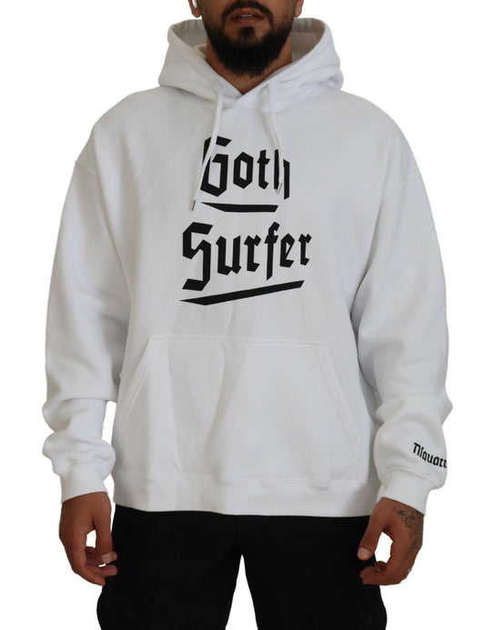  - White Cotton Hooded Printed Men Pullover Sweater