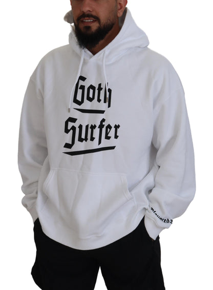  - White Cotton Hooded Printed Men Pullover Sweater