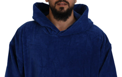  - Blue Poncho Men Hooded Beachwear Changing Robe