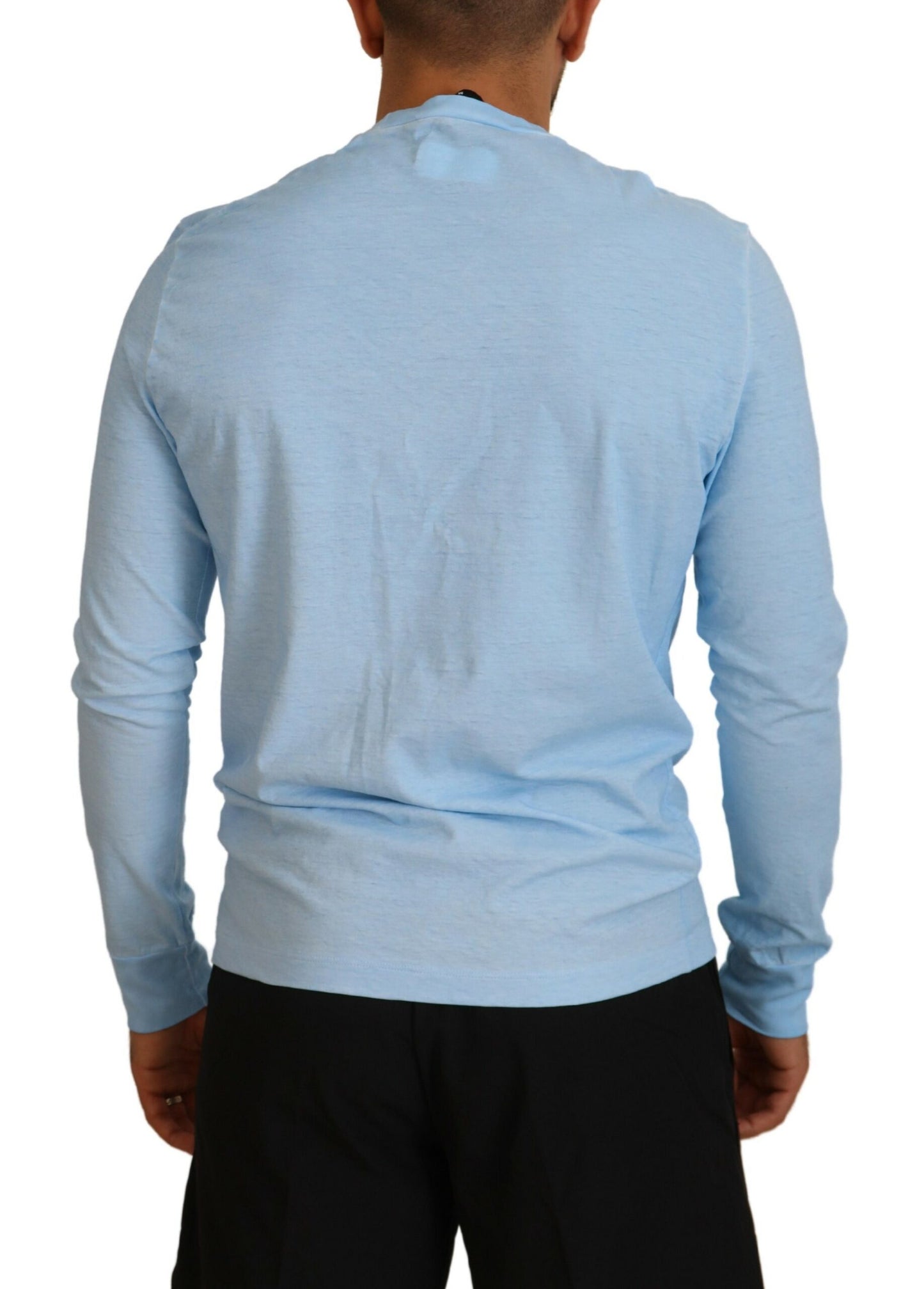  - Light Blue Printed Long Sleeves Men Sweater