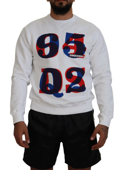  - White Printed Long Sleeves Pullover Sweater