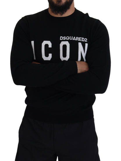  - Black Logo Print Long Sleeves Men Pullover Sweater