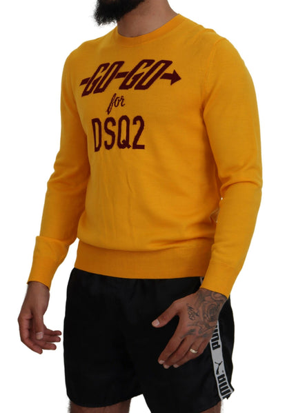  - Orange Wool Long Sleeves Men Pullover Sweater