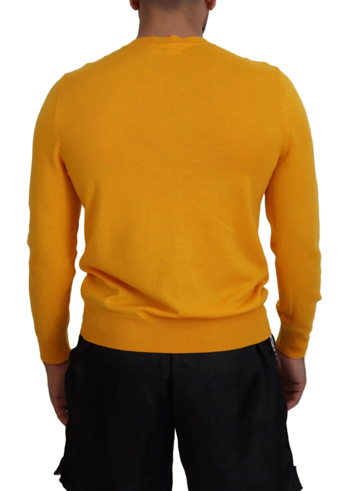  - Orange Wool Long Sleeves Men Pullover Sweater