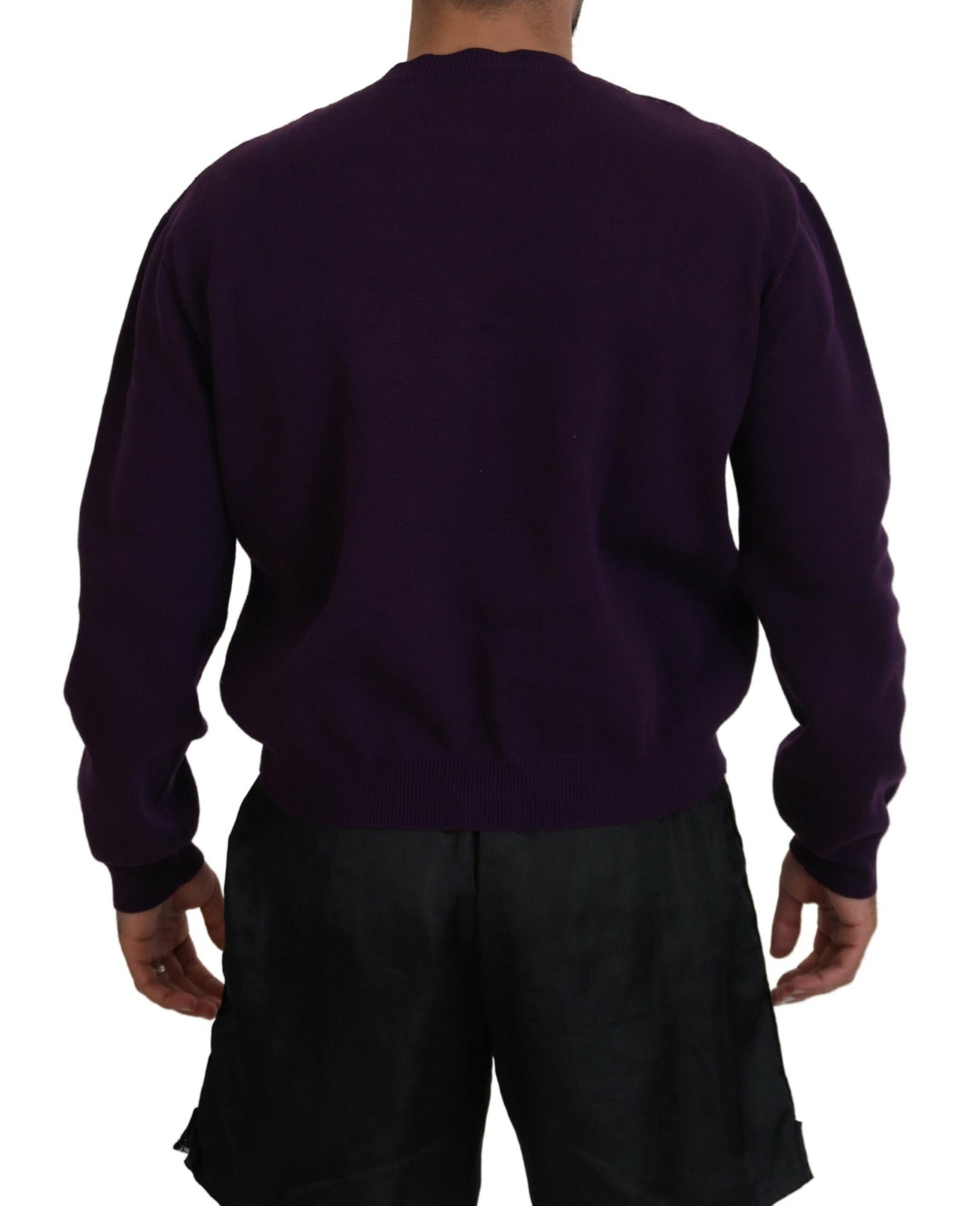  - Purple Cotton Printed Men Pullover Sweater