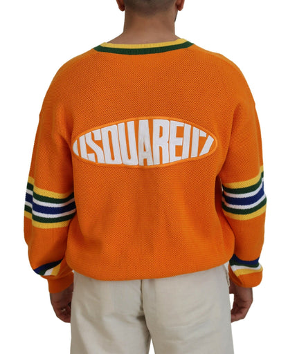  - Orange Cotton Long Sleeves Men Cardigan Sweater