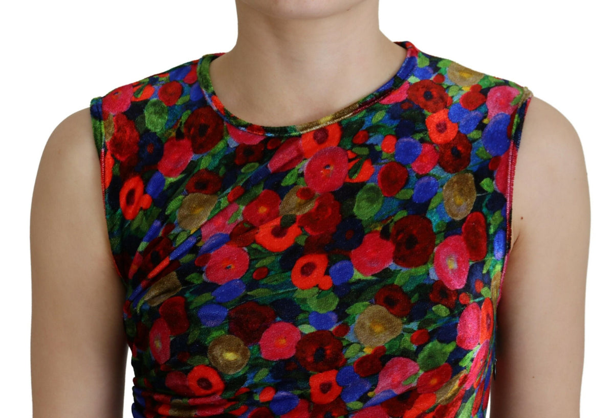 Dsquared2 Multicolor Floral Bodycon Ruched Maxi Dress