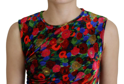 Dsquared2 Multicolor Floral Bodycon Ruched Maxi Dress