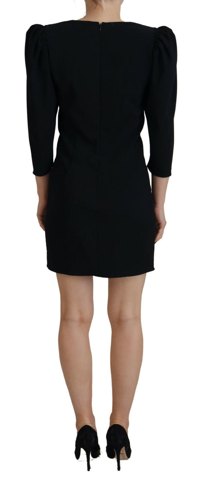  - Black Polyester Long Sleeves Bodycon Sheath Dress