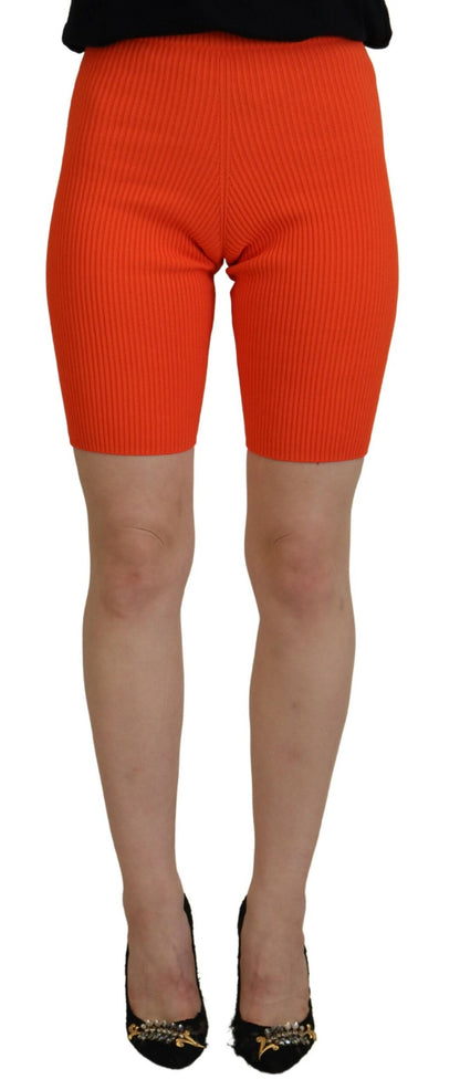  - Orange Viscose Mid Waist Slim Fit Bermuda Shorts