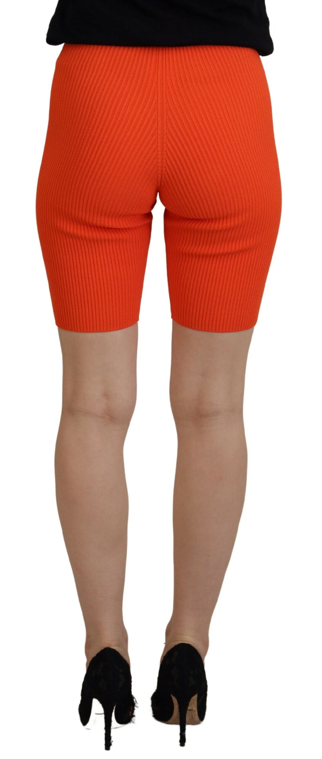  - Orange Viscose Mid Waist Slim Fit Bermuda Shorts