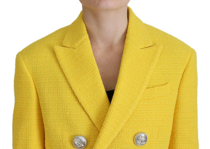  - Yellow Double Breasted Mini Suit Blazer Skirt Set