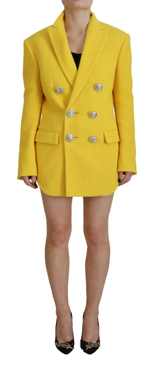  - Yellow Peak Double Breasted Suit Blazer Short Set