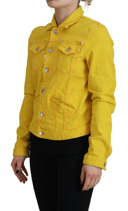 Vibrant Yellow Collared Long Sleeve Denim Jacket by Dsquared2