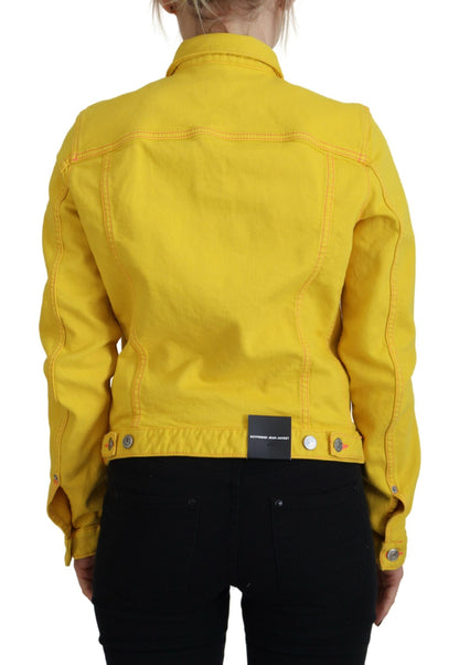 Vibrant Yellow Collared Long Sleeve Denim Jacket by Dsquared2