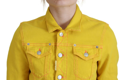 Vibrant Yellow Collared Long Sleeve Denim Jacket by Dsquared2