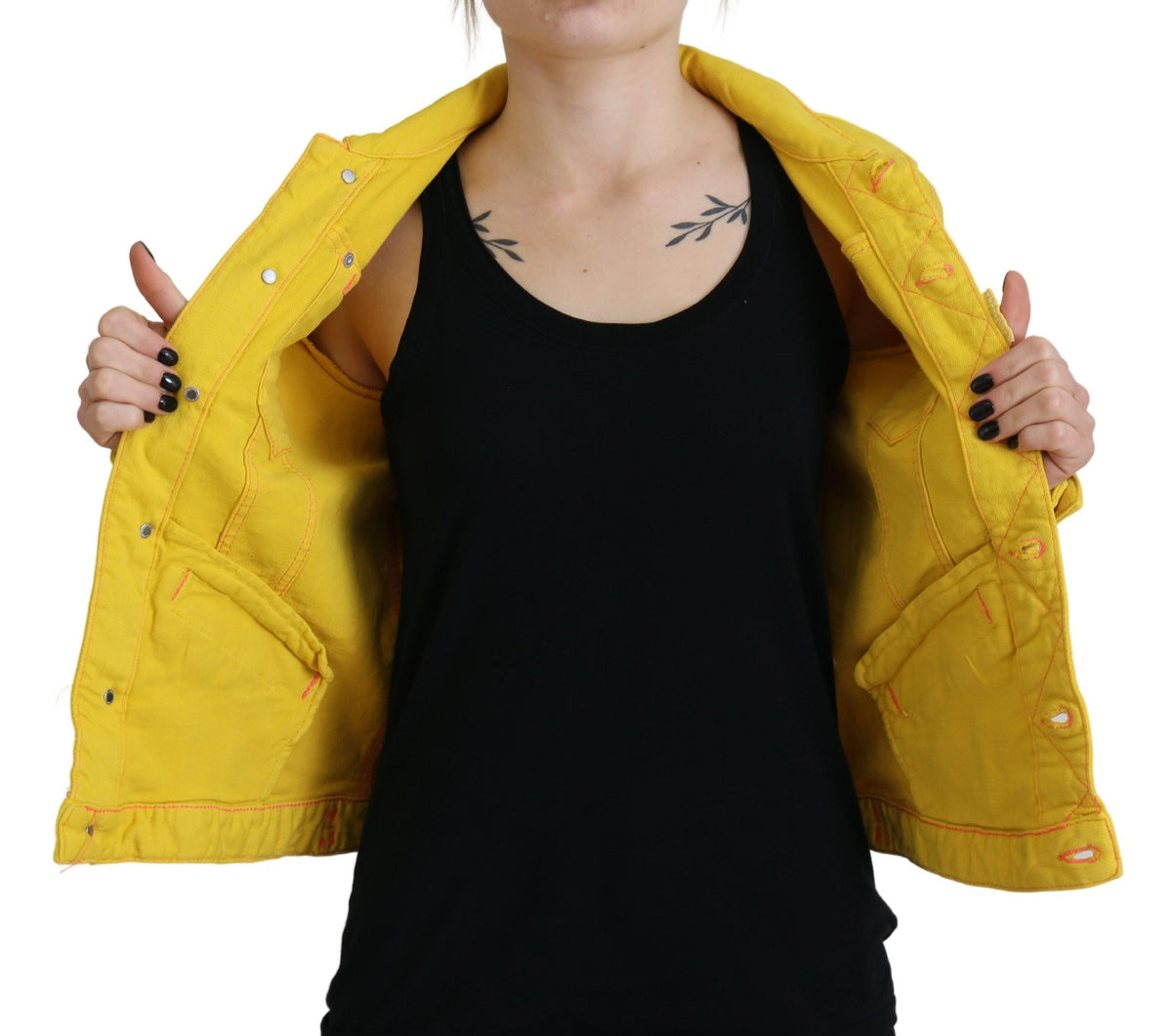 Vibrant Yellow Collared Long Sleeve Denim Jacket by Dsquared2