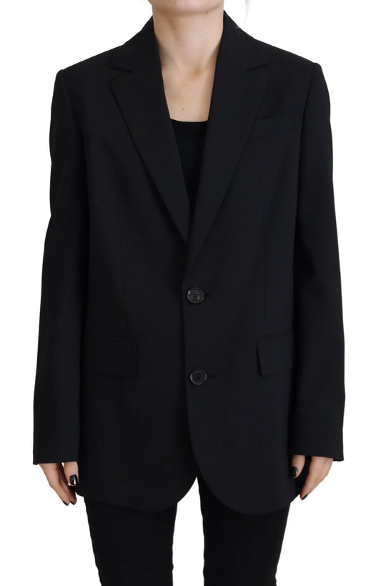 Dsquared2 Black Flower Single Breasted Coat Blazer