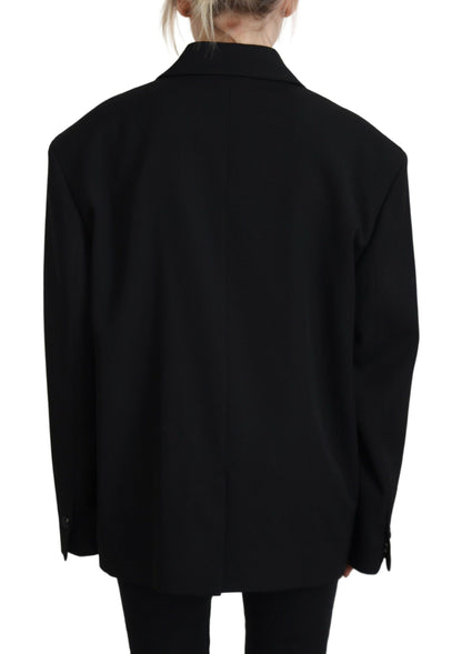  - Black Double Breasted Coat Blazer Jacket