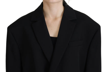  - Black Double Breasted Coat Blazer Jacket