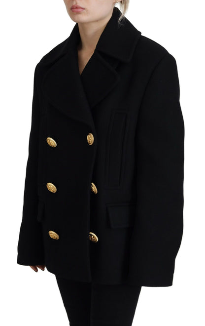  - Black Double Breasted Coat Blazer Jacket