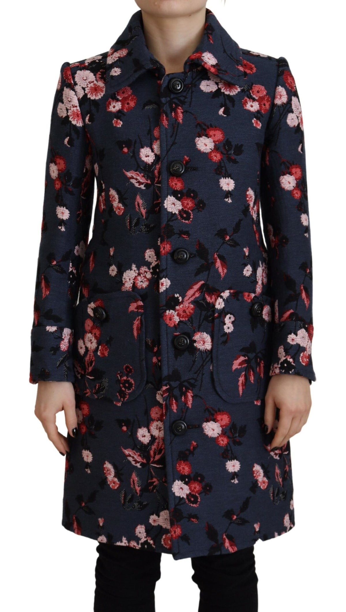 Dsquared2 Multicolor Printed Women Long Coat Blazer Jacket