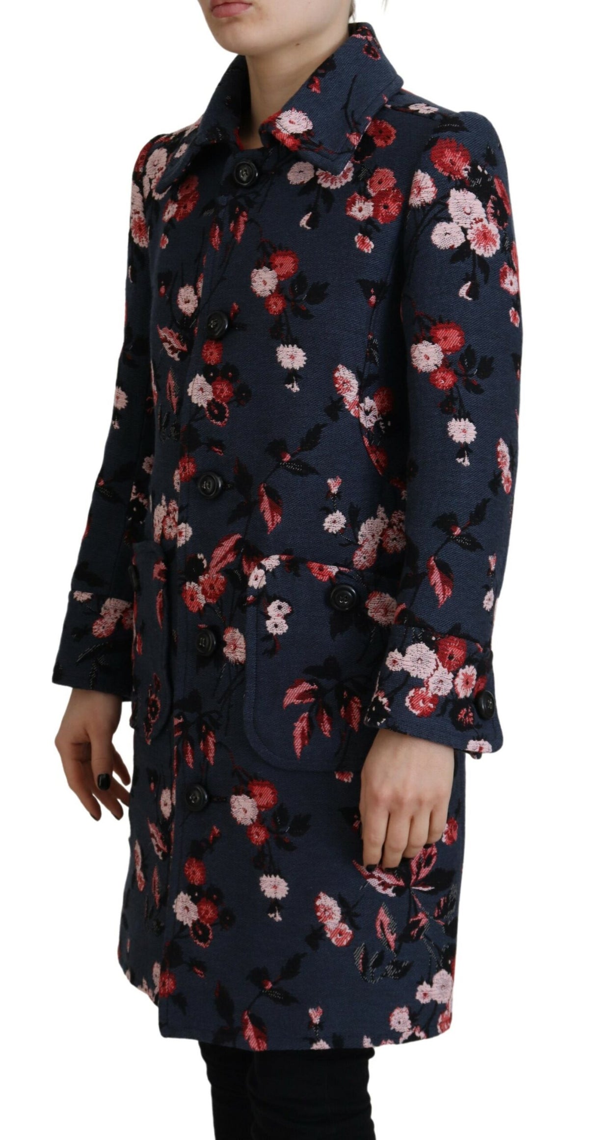 Dsquared2 Multicolor Printed Women Long Coat Blazer Jacket