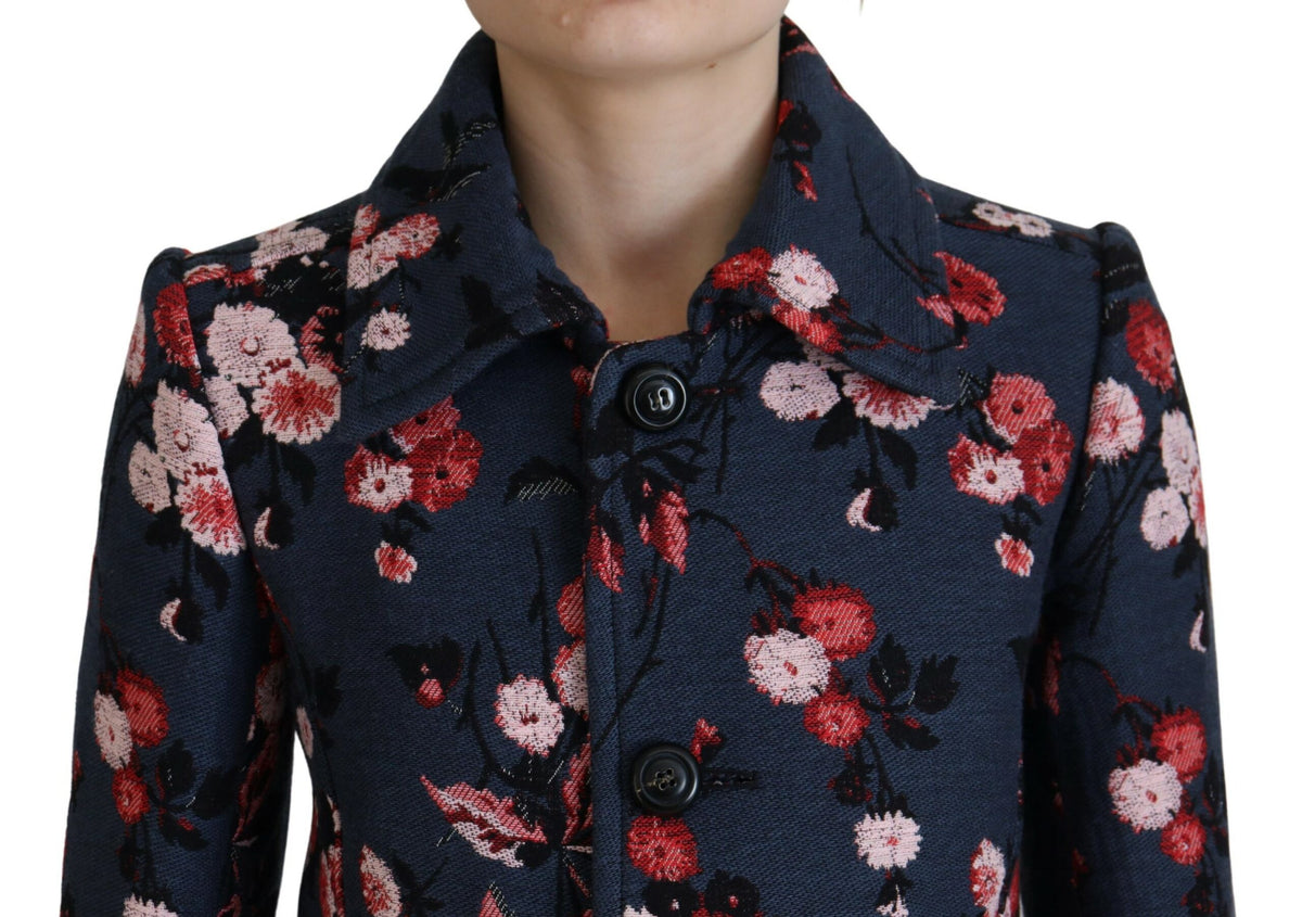 Dsquared2 Multicolor Printed Women Long Coat Blazer Jacket