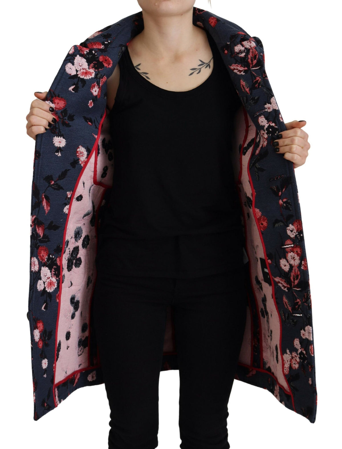 Dsquared2 Multicolor Printed Women Long Coat Blazer Jacket