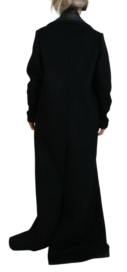  - Black Double Breasted Long Coat Jacket