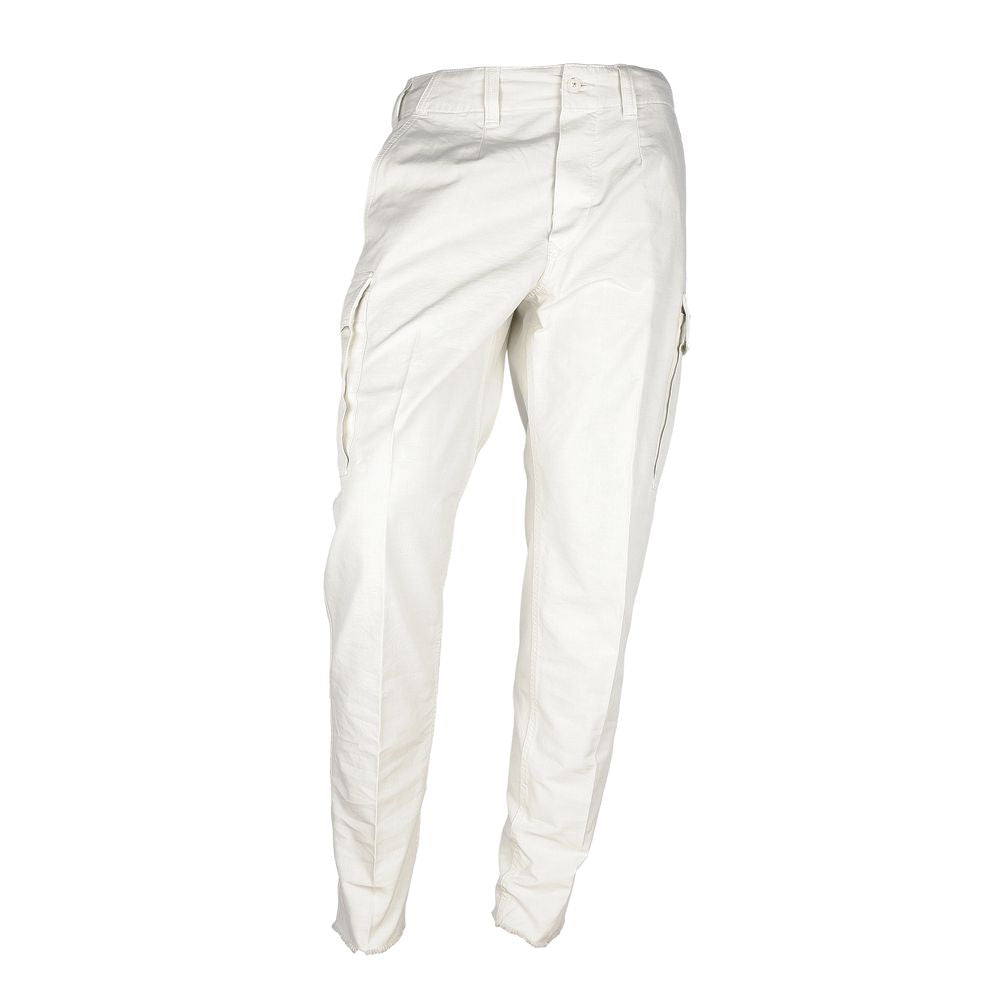  - White Cotton Men Trouser