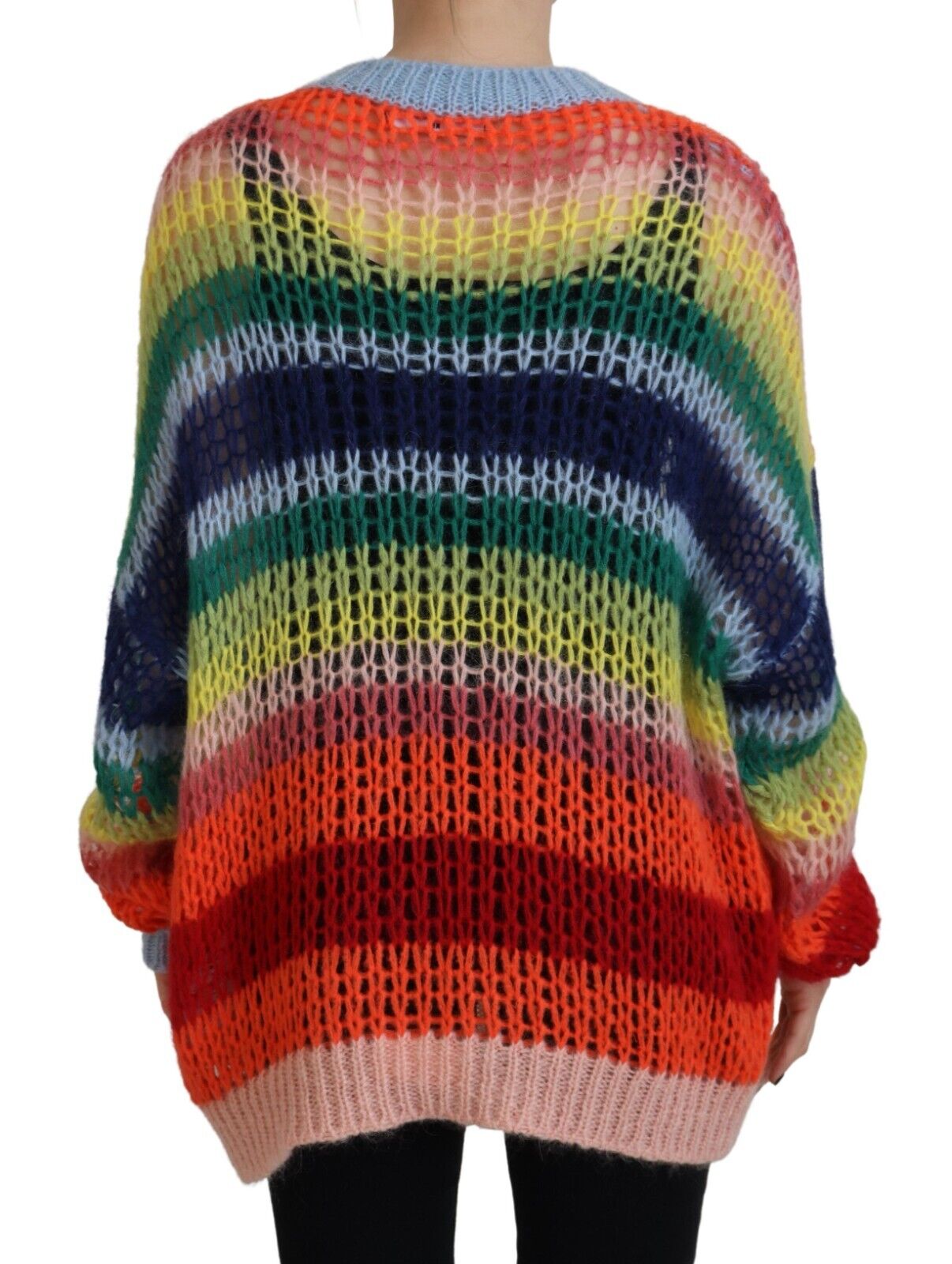  - Multicolor Knitted Mohair Crewneck Pullover Sweater