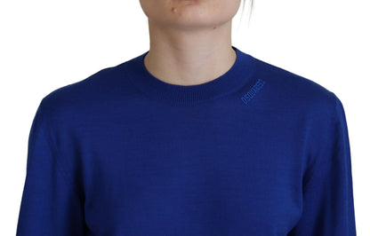  - Blue Long Sleeve Crew Neck Casual Sweater