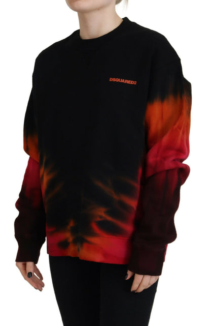  - Black Tie Dye Logo Print Women Long Sleeve Sweater