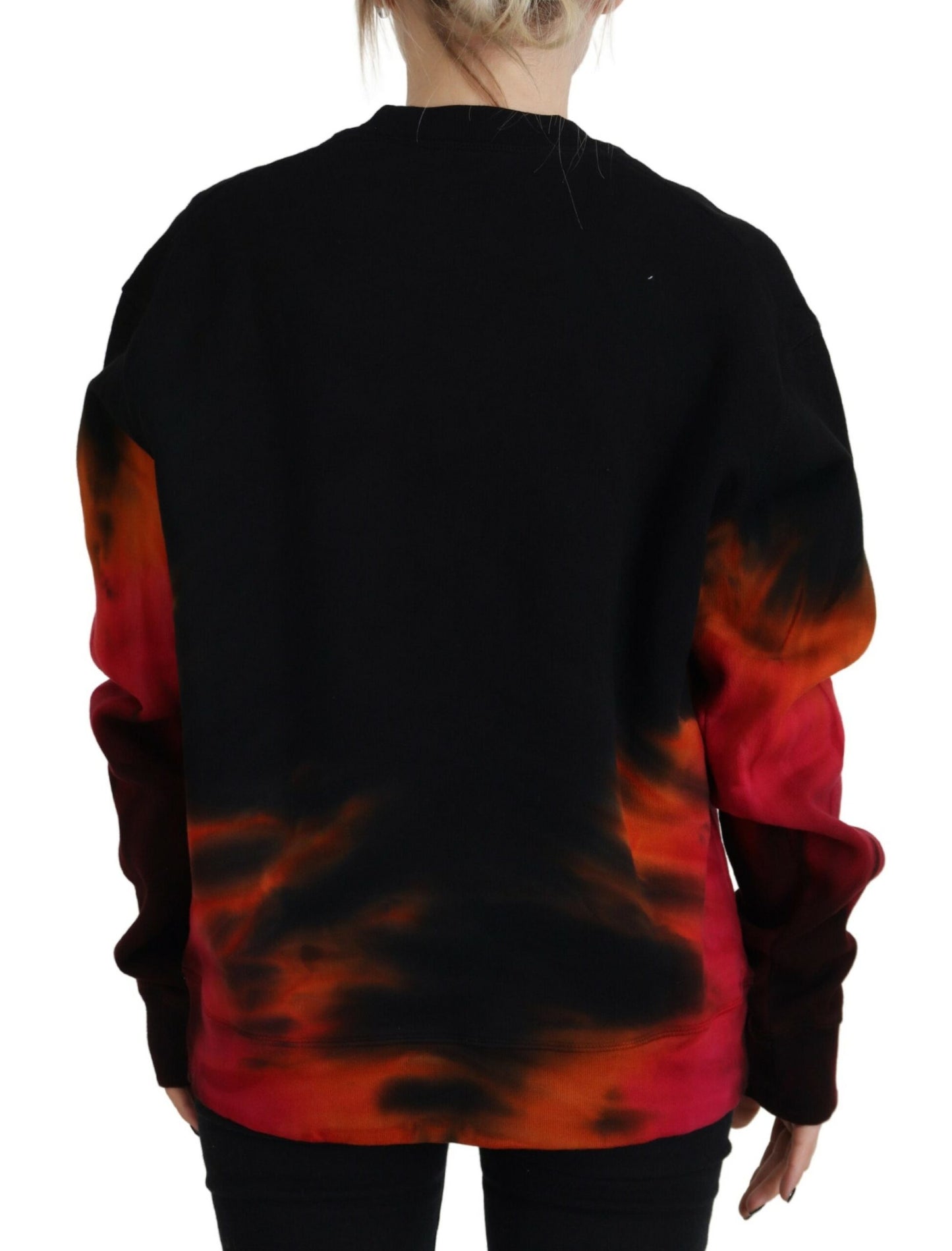  - Black Tie Dye Logo Print Women Long Sleeve Sweater