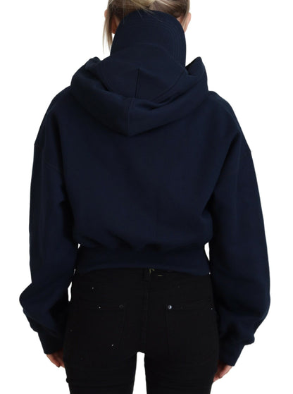 Blue Logo Print Hooded Cap Long Sleeve Sweater - The Luxe Alliance