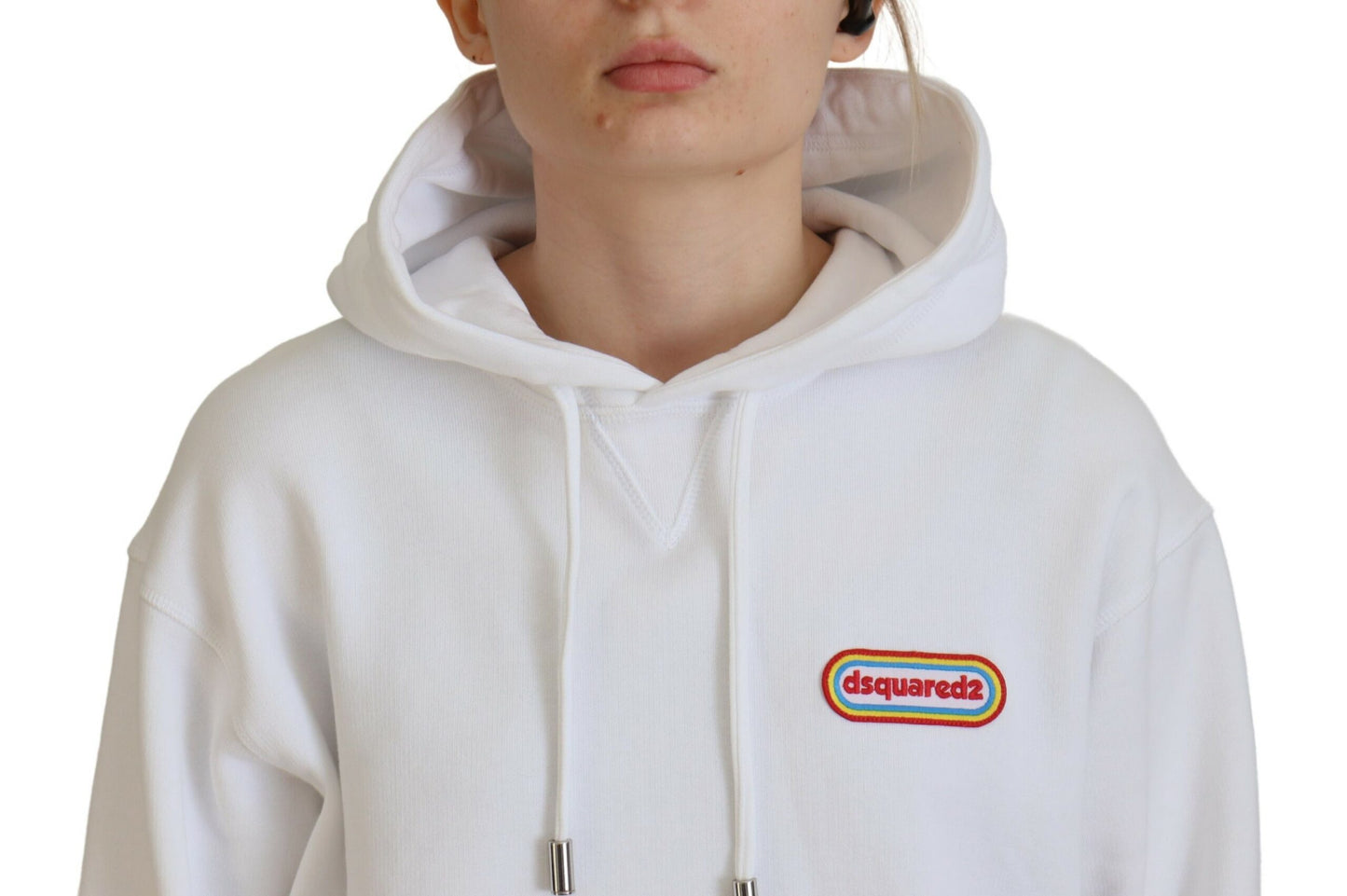  - White Logo Patch Cotton Hoodie Sweatshirt Sweater