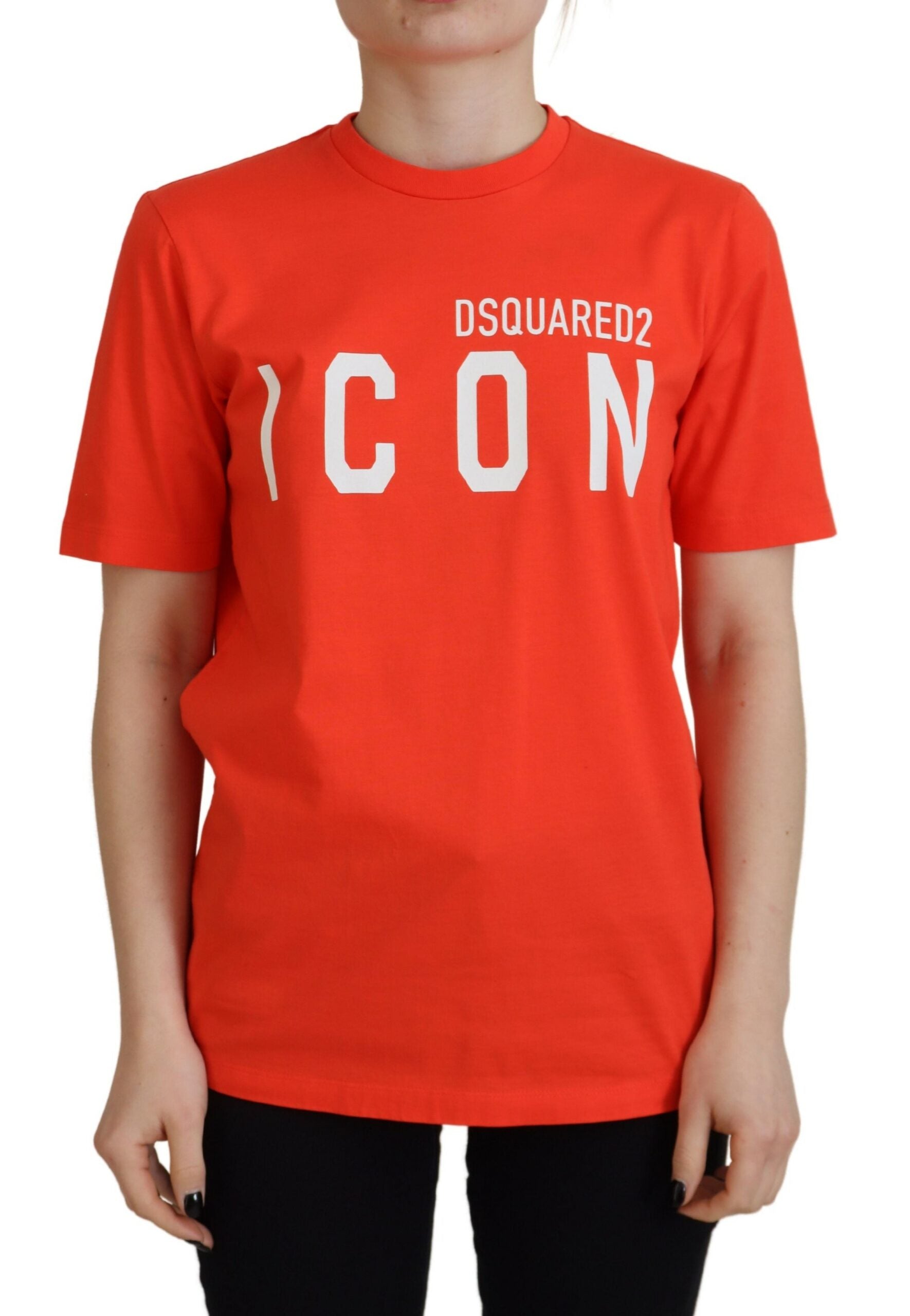 Orange Cotton Shiny Icon East Tee Crewneck T-shirt