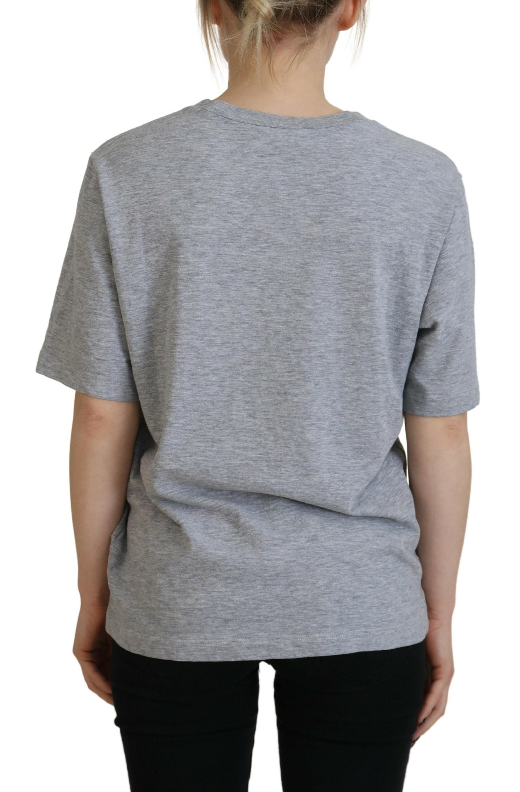 Gray Logo Cotton Crewneck Short Sleeve Tee T-shirt