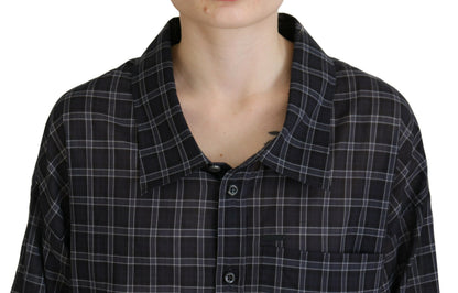 Bold Black Checkered Collared Long Sleeve Shirt by Dsquared2