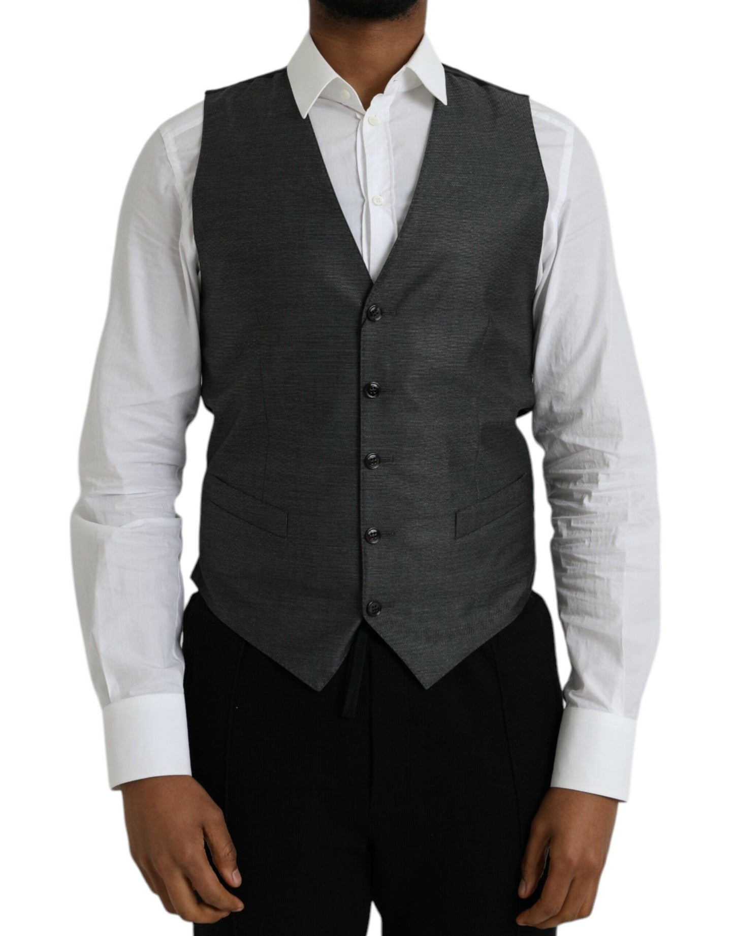  - Gray Wool Formal Dress Waistcoat Vest