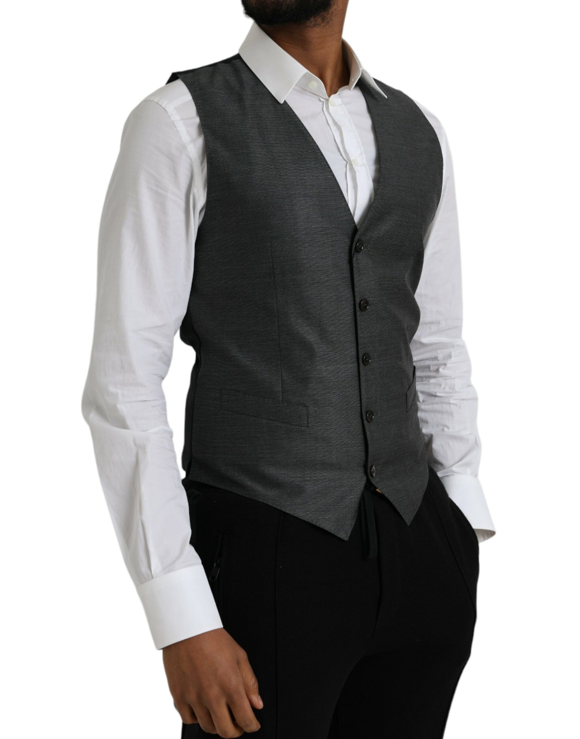 Gray Wool Formal Waistcoat Vest