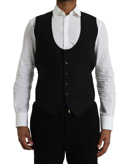  - Black Wool Waistcoat Dress Formal Vest