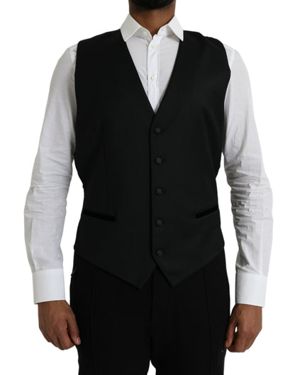  - Black Silk Waistcoat Dress Formal Vest