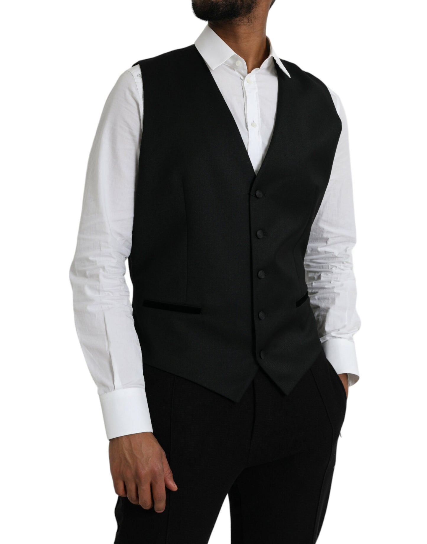  - Black Silk Waistcoat Dress Formal Vest