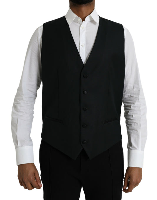  - Black Wool Waistcoat Dress Formal Vest