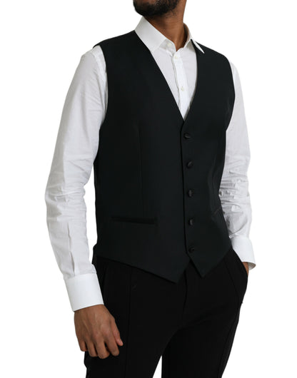  - Black Wool Waistcoat Dress Formal Vest