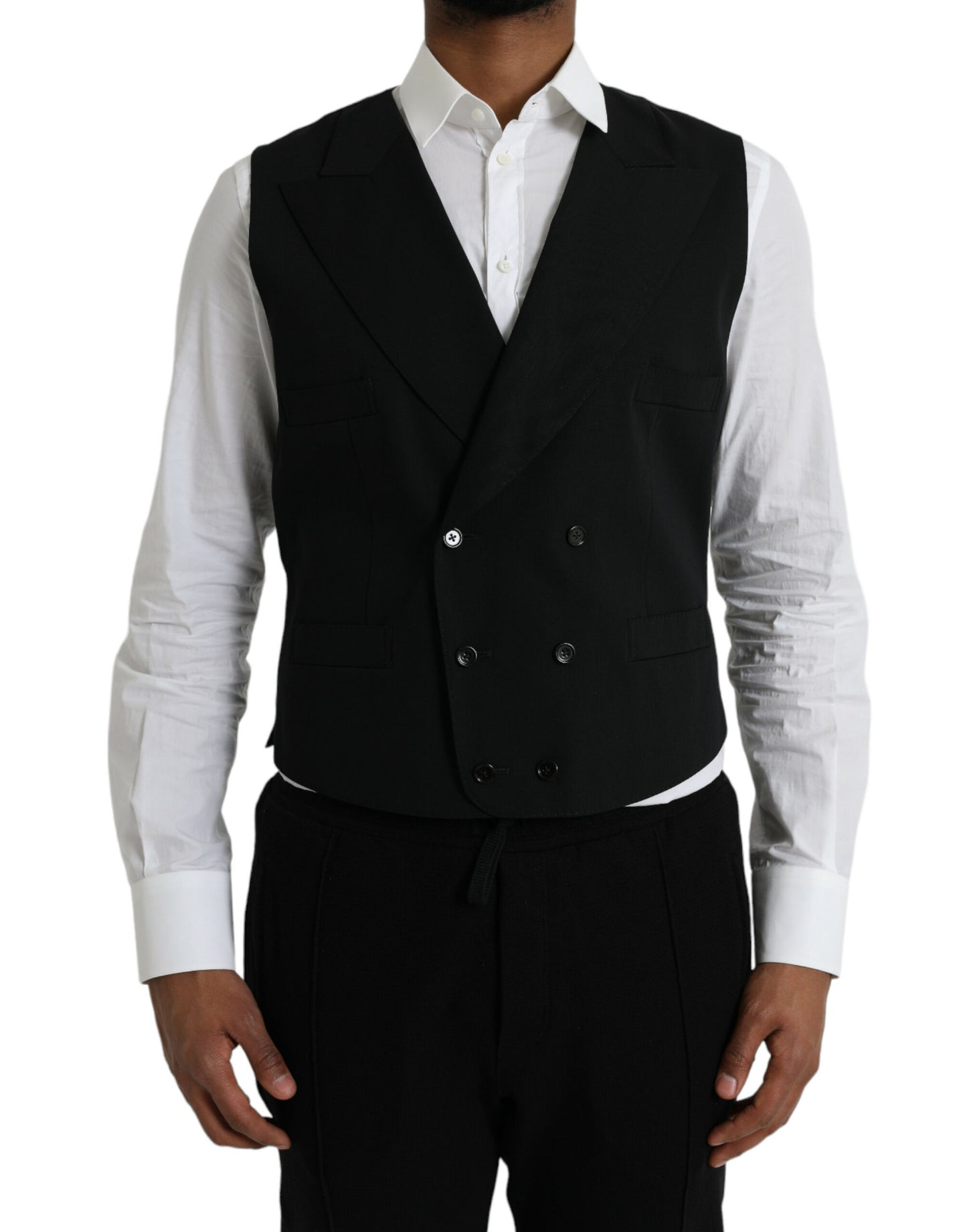  - Black Wool Waistcoat Dress Formal Vest