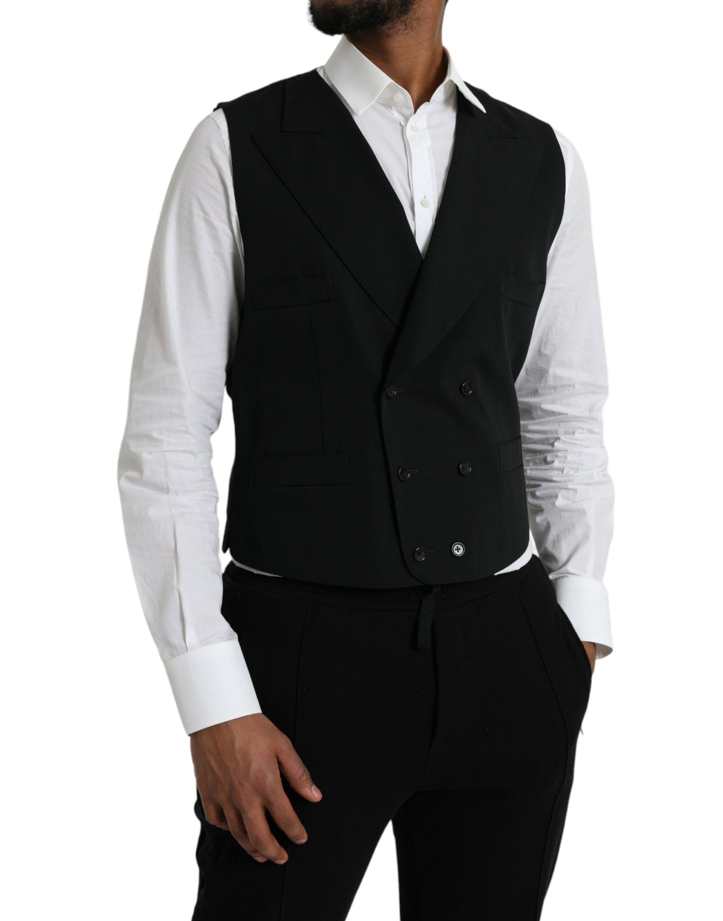  - Black Wool Waistcoat Dress Formal Vest